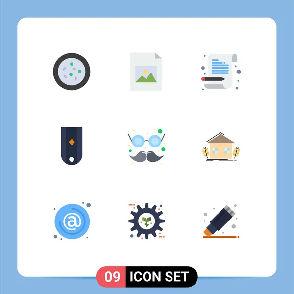 Stock Vector Icon Pack Mit Zeilenzeichen Und Symbolen Für Schnurrbart — Stockvektor