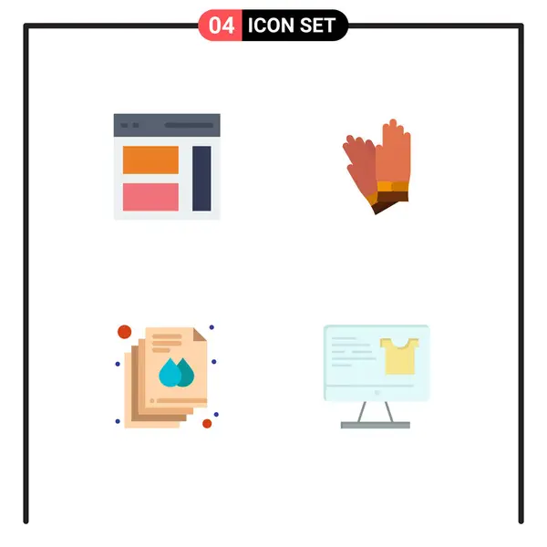 Set Commercial Flat Icons Pack Communication Document Sidebar Building Print — Stock Vector