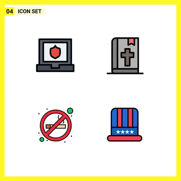 Universal Icon Symbols Group Modern Filledline Flat Colors Laptop Smoking — Vetor de Stock