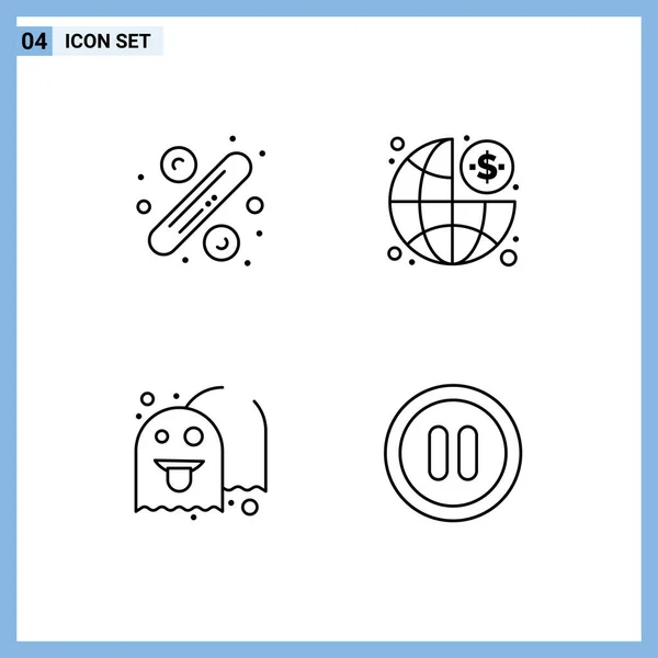 Set Modern Icons Symbols Signs Percentage Game Tag Management Fun — Stock Vector