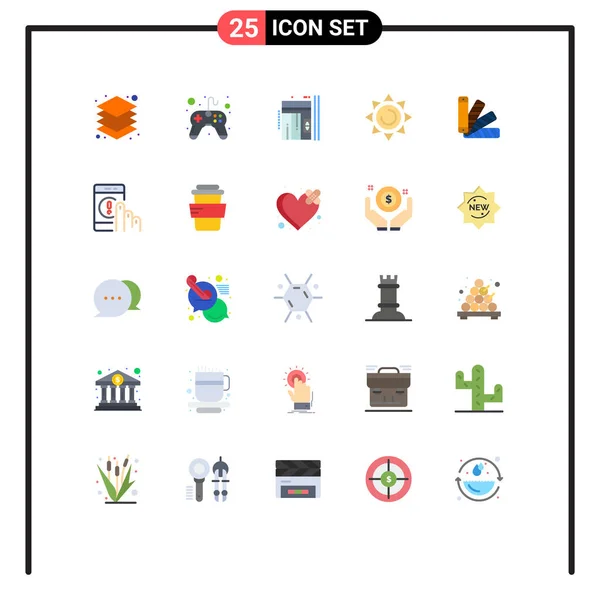 Interface Usuário Flat Color Pack Modern Signs Symbols Pallete Sun — Vetor de Stock