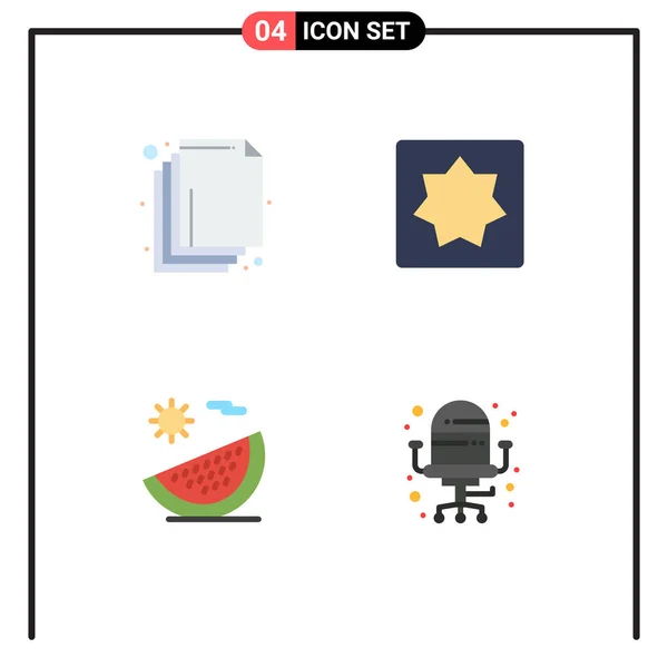 4ユーザーインターフェイスフラットアイコン現代的なサインやアレンジのシンボルのパック フルーツ 赤ちゃん パズル 休暇編集可能なベクトルデザイン要素 — ストックベクタ
