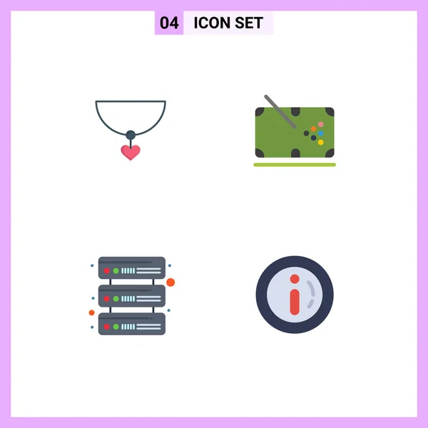 Pictogram Set Van Eenvoudige Platte Iconen Van Ketting Servers Snooker — Stockvector