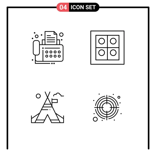 Groupe Couleurs Plates Filledline Signes Symboles Pour Connexion Camp Appareil — Image vectorielle
