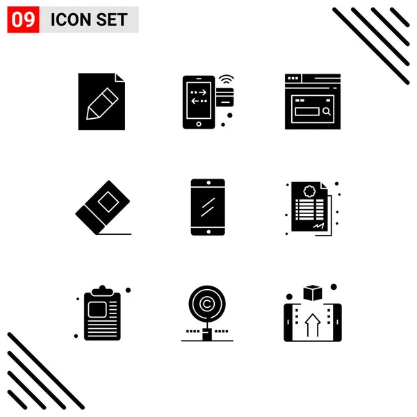 Universal Solid Glyphs Set Web Mobile Applications Chat Helyhez Kötött — Stock Vector