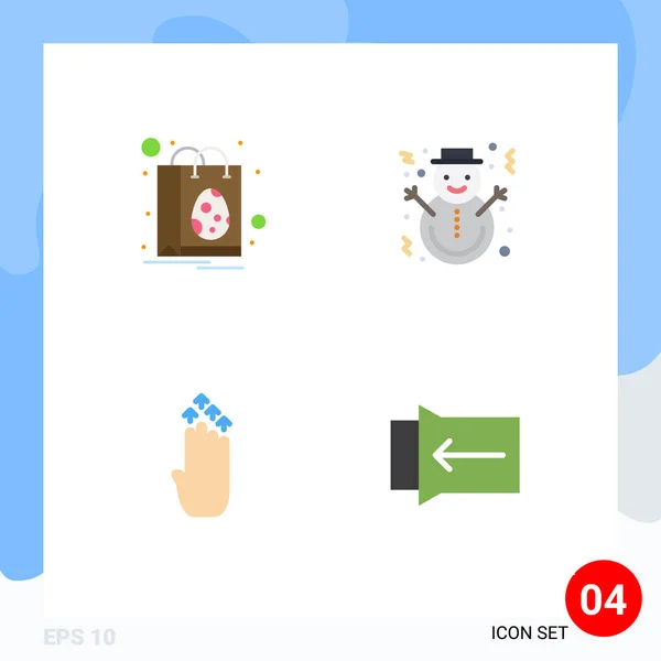 Pack Creative Flat Icons Bag Finger Shopping Snowman Gesture Editable — Stock Vector