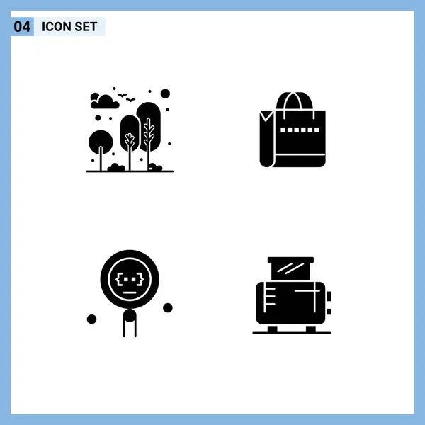 Universal Solid Glyphs Set Web Mobile Applications City Kódolás Park — Stock Vector