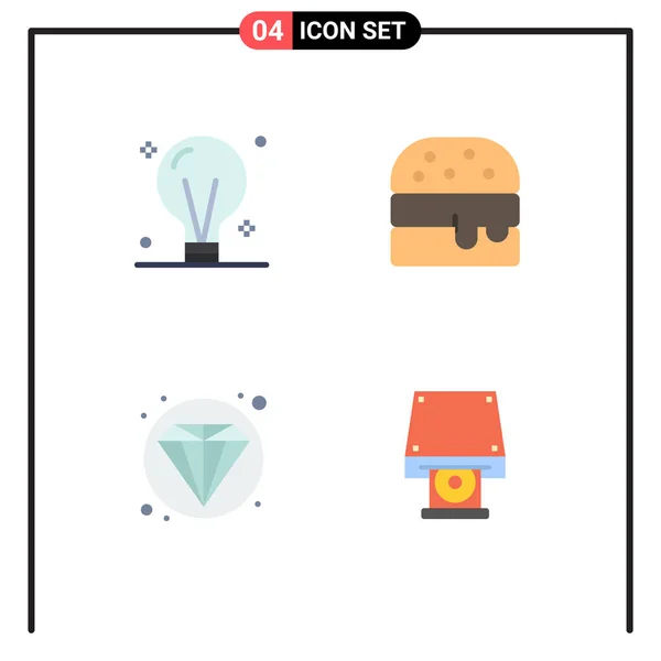 Vector Icon Pack Line Signs Symbols Bulb Diamond Electric Food — 스톡 벡터