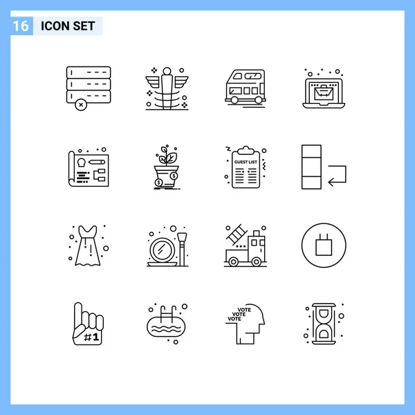 Stock Vector Icon Pack Mit Linienzeichen Und Symbolen Für Entwicklung — Stockvektor