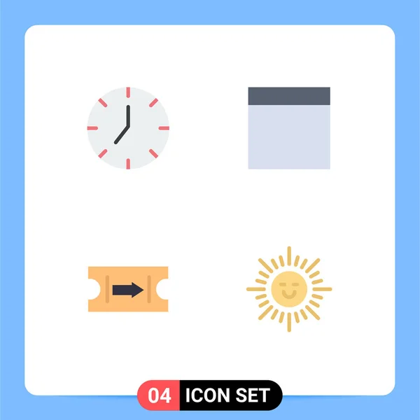Creative Icons Modern Signs Symbols Clock Beach Multimedia Ticket Sun — Stock Vector