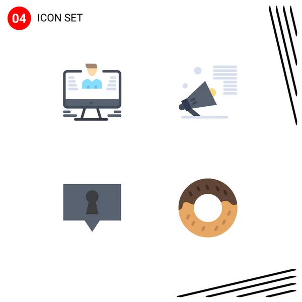 Set Vector Flat Icons Grid User Promote Report Marketing Private — Stock Vector