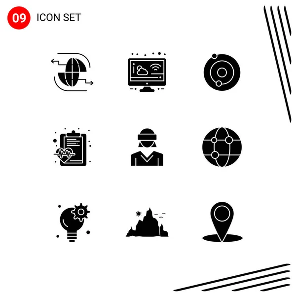 Universal Icon Symbols Group Modern Solid Glyphs Motion Medical Weather — Vetor de Stock