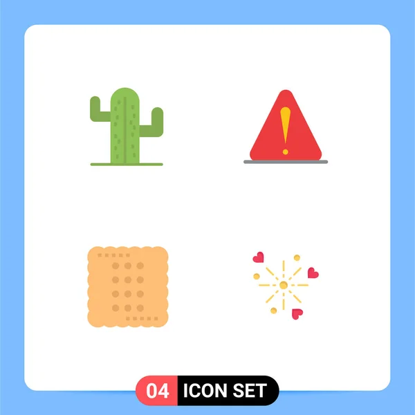 Conjunto Universal Iconos Planos Para Aplicaciones Web Móviles Cactus Cocina — Vector de stock