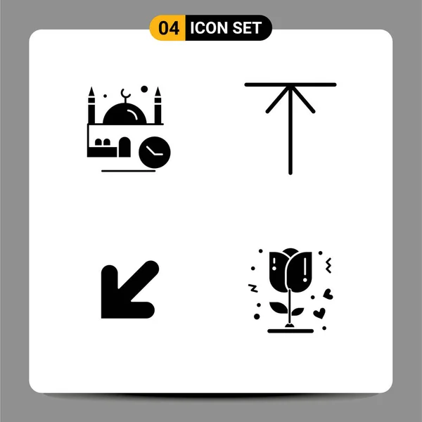 Glyphes Solides Vectoriels Thématiques Symboles Modifiables Temps Bas Prière Maison — Image vectorielle