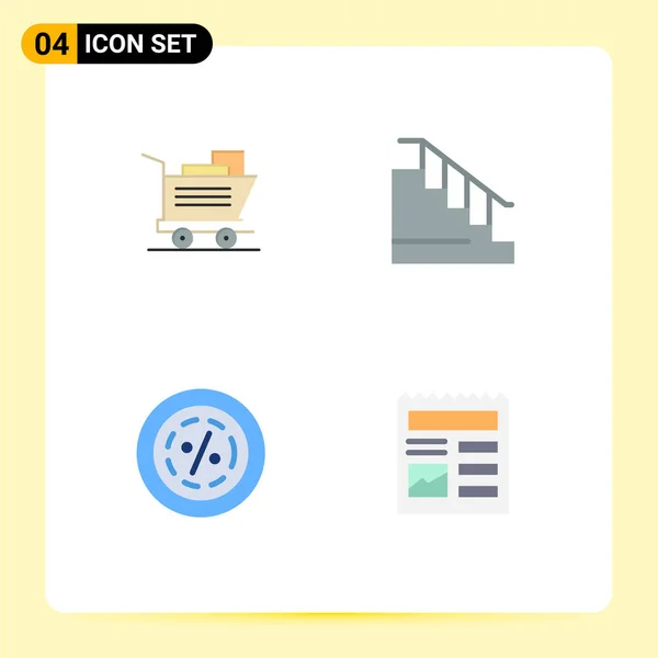 Conjunto Icones Modernos Símbolos Sinais Para Carrinho Comércio Construção Escada — Vetor de Stock