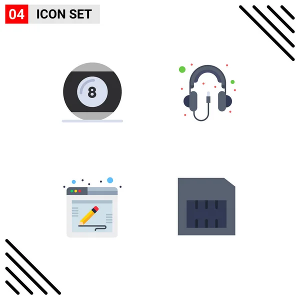 Pictogram Set Simple Flat Icons Ball Blog Play Computer Feedback — 스톡 벡터