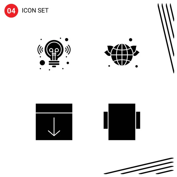 Pack Signes Symboles Modernes Glyphes Solides Pour Les Médias Impression — Image vectorielle