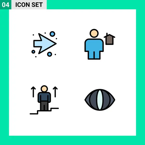 Mobile Interface Filledline Flat Color Set Pictograms Arrow Avatar House — Vector de stock