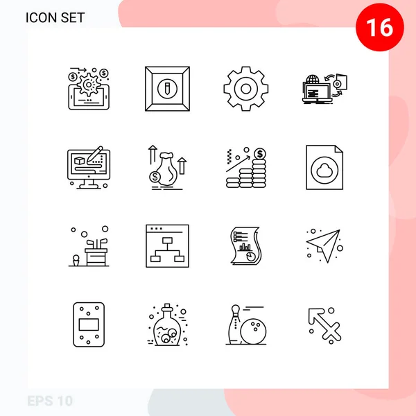 Outline Pack Universal Symbols Designing Process Drawing Creative Publish Editable — Stock Vector