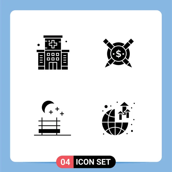 Креативные Иконы Современные Знаки Символы Здравоохранения Ночное Сиденье Здание Платная — стоковый вектор