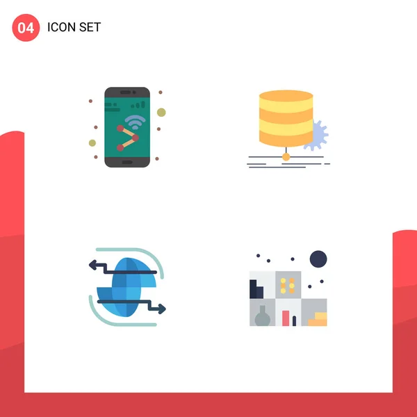 Set Moderno Icone Piatte Simboli Come App Flusso Smartphone Grafico — Vettoriale Stock
