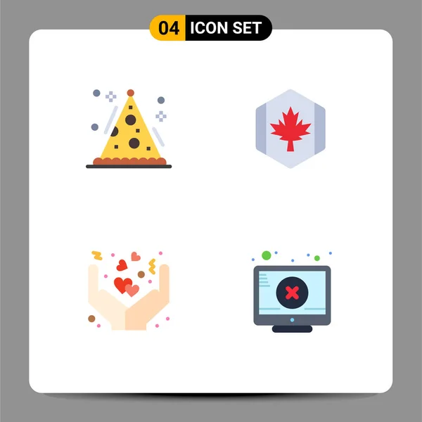 Group Modern Flat Icons Set Cone Care Party Canada Hands — Stock Vector
