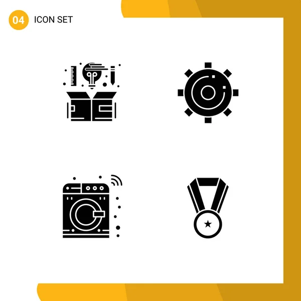 Thematic Vector Solid Glyphs Editable Sysymbols Computer Search Idea Media — Vector de stock