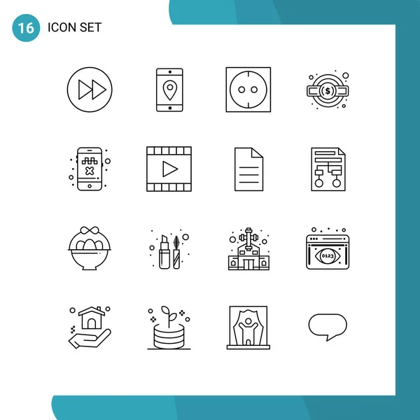 Pictogramme Ensemble Contours Simples Annulation Trajet Service Juridique Emplacement Taxe — Image vectorielle