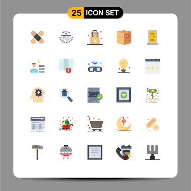 Kutu, sevgililer günü, site, alışveriş, dolar düzenlenebilir vektör tasarım elementlerinden oluşan 25 Düz Renkli Modern Set