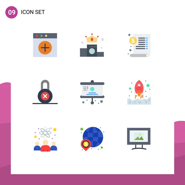 Set Modern Icons Sysymbols Signs Presentation Chart File Board Private — Vector de stock