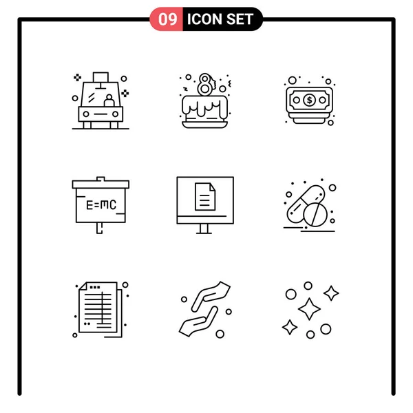 Set Modern Icons Sysymbols Signs Education Research Banking Laboratory Experiment — Vector de stock