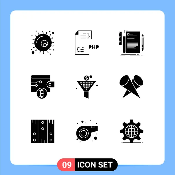 Stock Vector Icon Pack Line Signs Symbols Filter Money File — Stock Vector