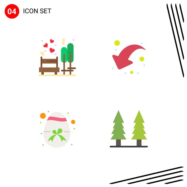 Set Van Vector Flat Icons Grid Voor Liefde Pasen Park — Stockvector