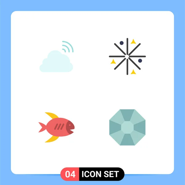 Flat Icon Concepto Para Websites Mobile Apps Nube Playa Primavera — Vector de stock