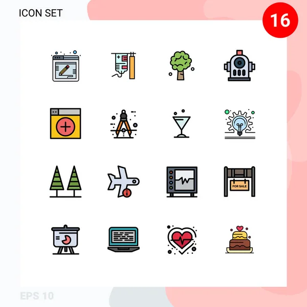 Mobile Interface Flat Color Filled Line Set Pictograms Window Water - Stok Vektor