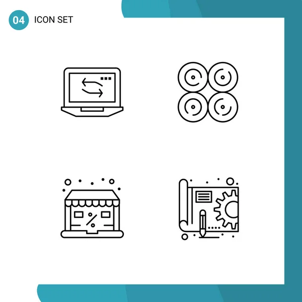 User Interface Line Pack Moderner Zeichen Und Symbole Für Computer — Stockvektor