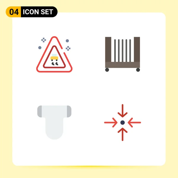 Set Modern Icons Symbols Signs Signaling Pampers Bed Baby Collapse — Stock Vector