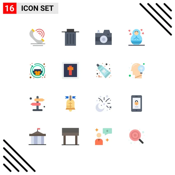 Universal Icon Symbols Group Modern Flat Colors Clothing Casual Camera — Stock Vector