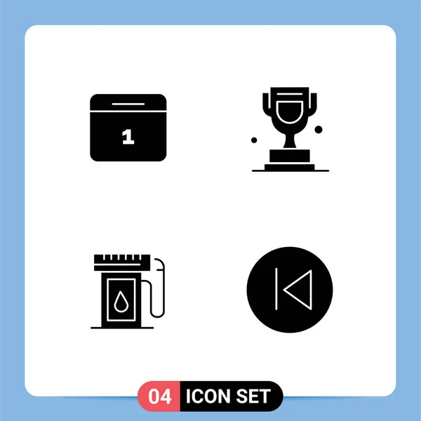 Set Modern Icons Sysymbols Signs Calender Industry Day Trophy Drop — Vector de stock