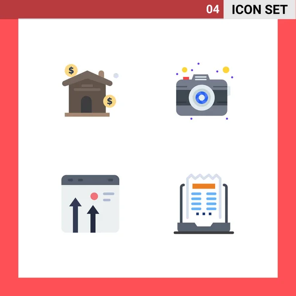 Set Modern Ikonok Szimbólumok Jelek Eszköz Böngésző Valós Fotózás Gazdaság — Stock Vector