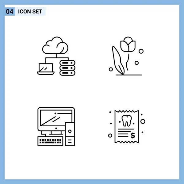 Stock Vector Icon Pack Van Line Signs Symbolen Voor Cloud — Stockvector