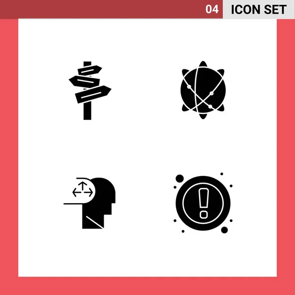 Grupo Universal Símbolos Icon Modernos Glifos Sólidos Dirección Desorden Habitación — Vector de stock