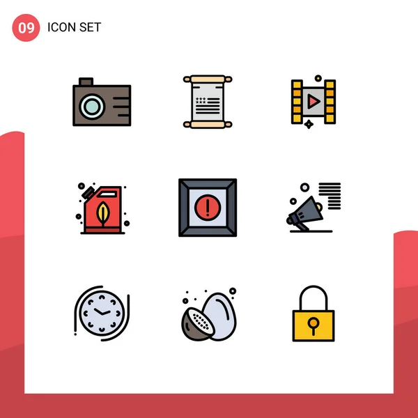 Set Modern Icons Symbols Signs Advertising Product Play Box Energy — Stock Vector