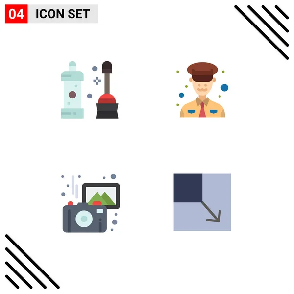 Set Commercial Flat Icons Pack Bathroom Photos Tool Police Expand — Archivo Imágenes Vectoriales