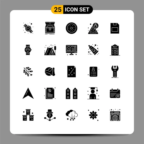 2014 Mobile Interface Solid Glyph Set Pictograms Storage Card Dessert — 스톡 벡터