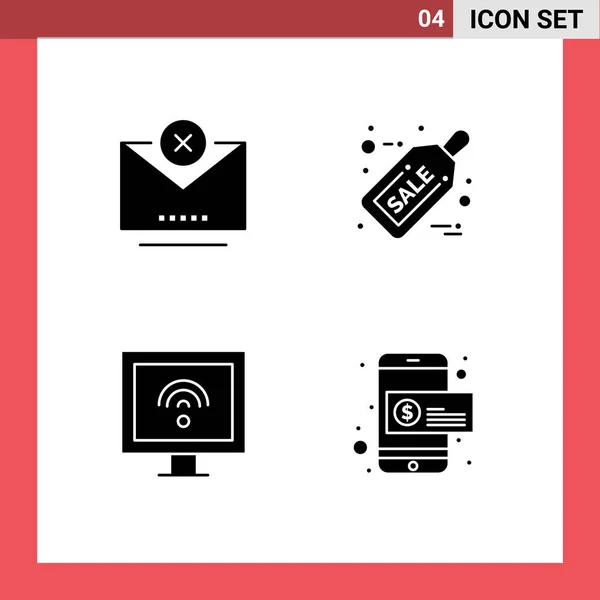 Interfaccia Utente Solid Glyph Pack Segni Simboli Moderni Blocco Internet — Vettoriale Stock