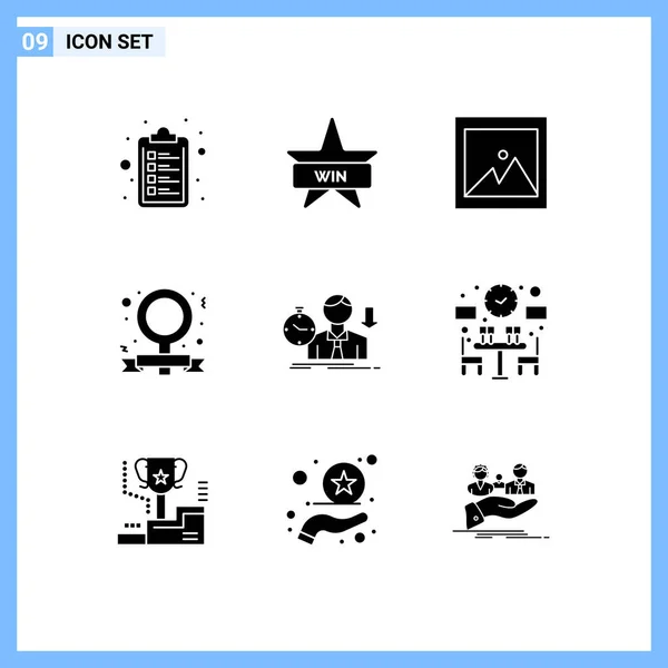 Universal Icon Symbolen Groep Van Moderne Solid Glyphs Van Depressie — Stockvector