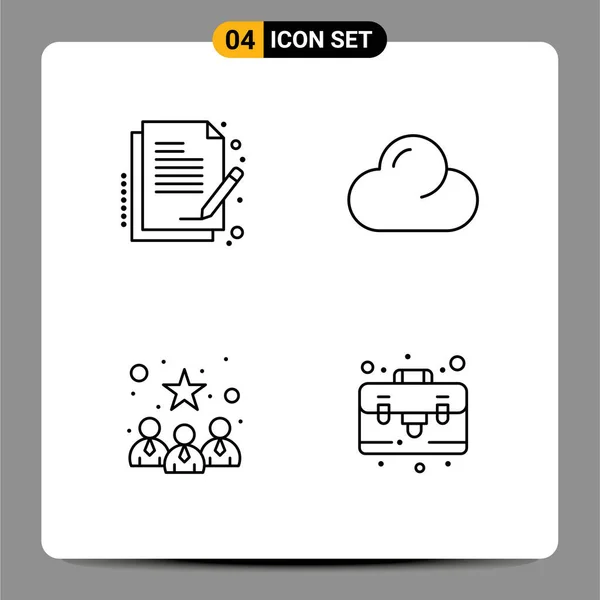 现代标志和合同 配置文件 阴云密布 可编辑向量设计元素的用户界面行包 — 图库矢量图片