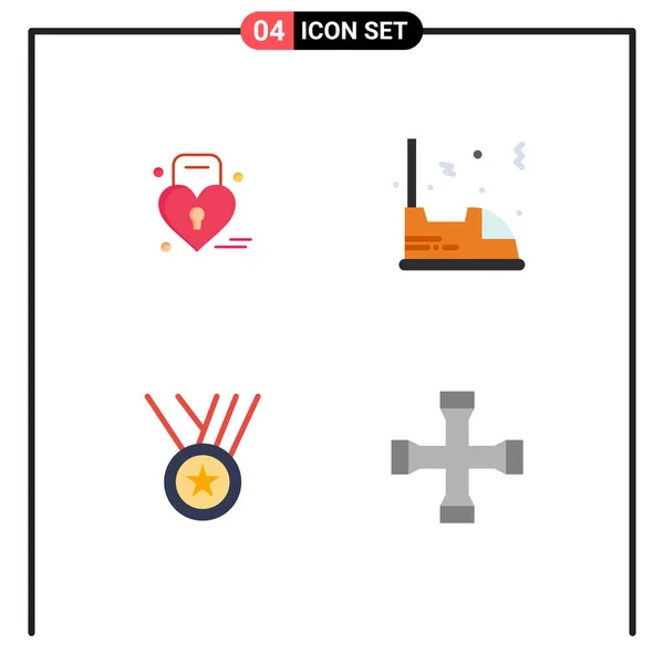 Mobile Interface Flat Icon Set Pictograms Louck Award Weding Travel — Stockový vektor