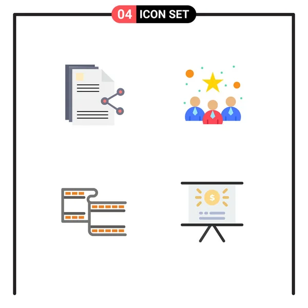 Universal Icon Группа Современных Плоских Иконок Контента Filam Share Кандидатов — стоковый вектор